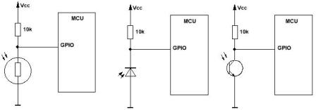 Схемы подключения фотодатчиков к микроконтроллеру