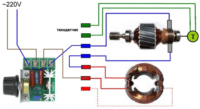 Схема подключения двигателя от стиральной машины с возможностью регулировки оборотов