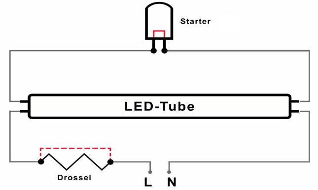 Схема замены линейной люминесцентной лампы на линейную светодиодную