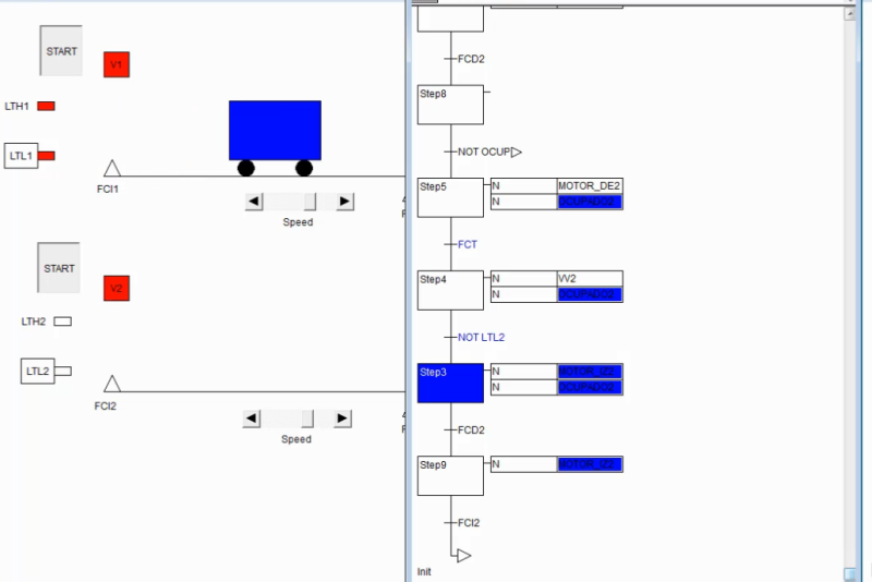 Пример визуализации работы схемы на ПЛК