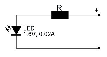 Резистор подключен последовательно со светодиодом