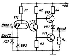 Электрическая схема логического элемента 2И-НЕ