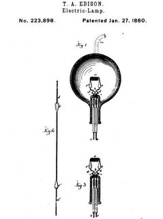 Патент Томаса А. Эдисона на электрическую лампу