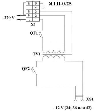Схема электрическая принципиальная ЯТП-0.25