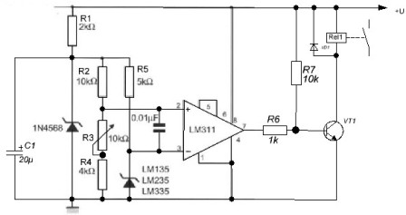 Схема подключения датчика LM335