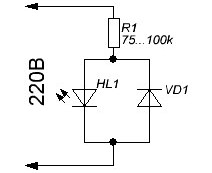 Схема подключения параллельно светодиоду защитного диода
