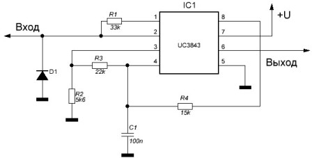 Схема задающего генератора ШИМ на микросхеме UC3843