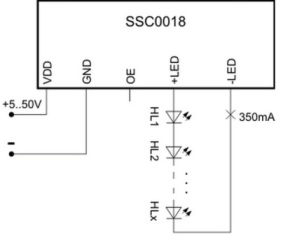 Питание последовательной гирлянды через стабилизатор SSC0018