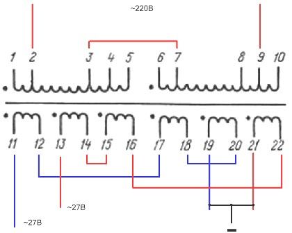 Соединение обмоток трансформатора ТПП-281-127/220-50