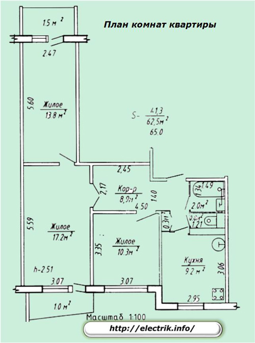План комнат квартиры