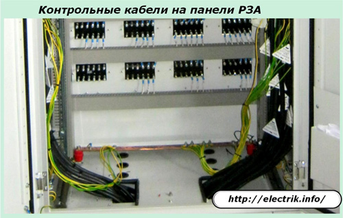 Контрольные кабели на панели РЗА