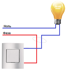 Схема подключения лампы через выключатель